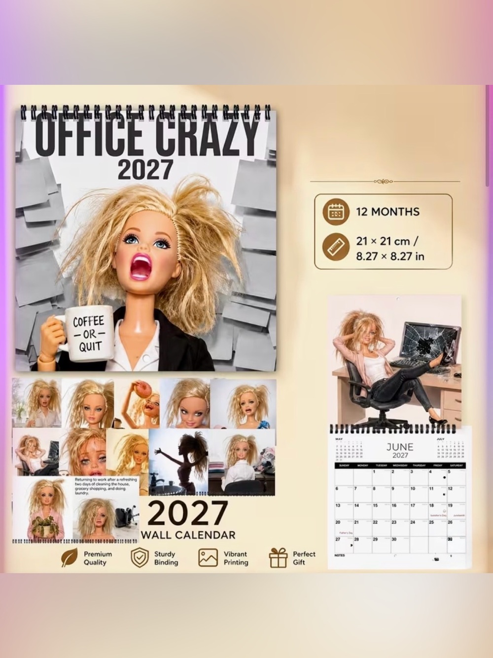 2027 Office Crazy Wall Calendar